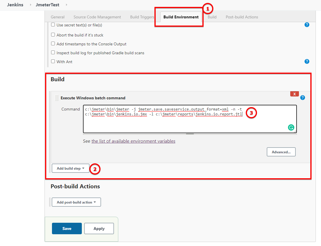 Jenkins JMeter build step